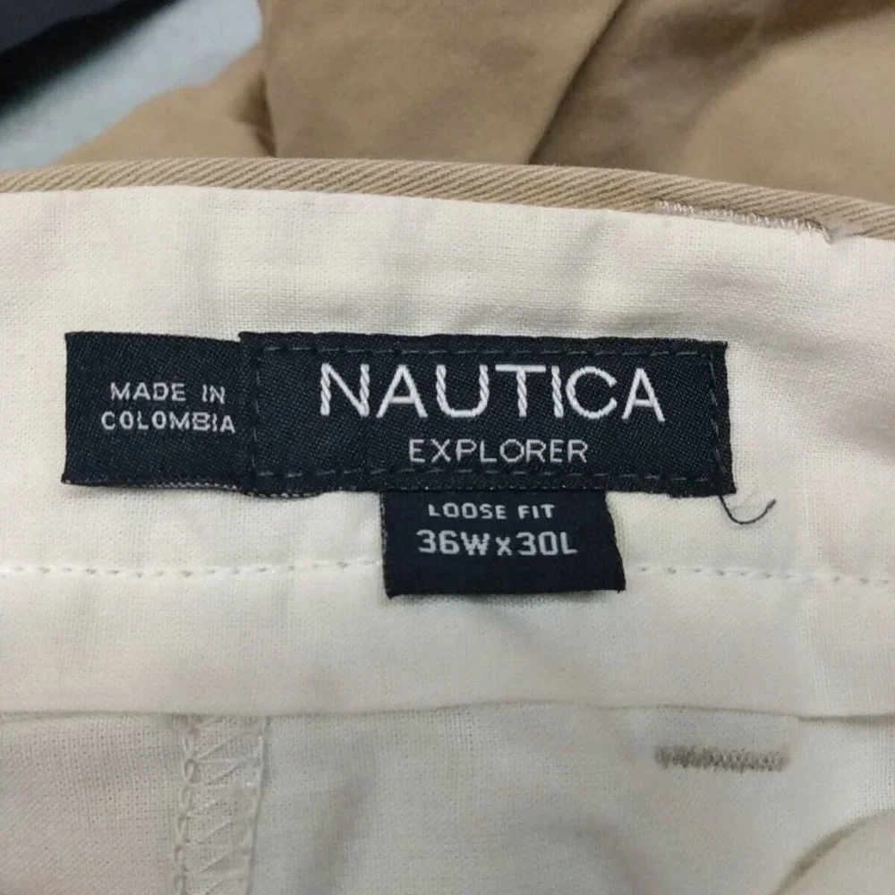 Wide Leg Khaki Cargo Pants - Nautica